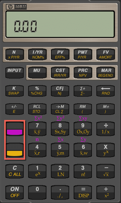 How to use a financial calculator gold purple keys