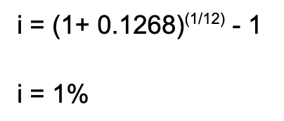 effective annual rate to monthly effective rate