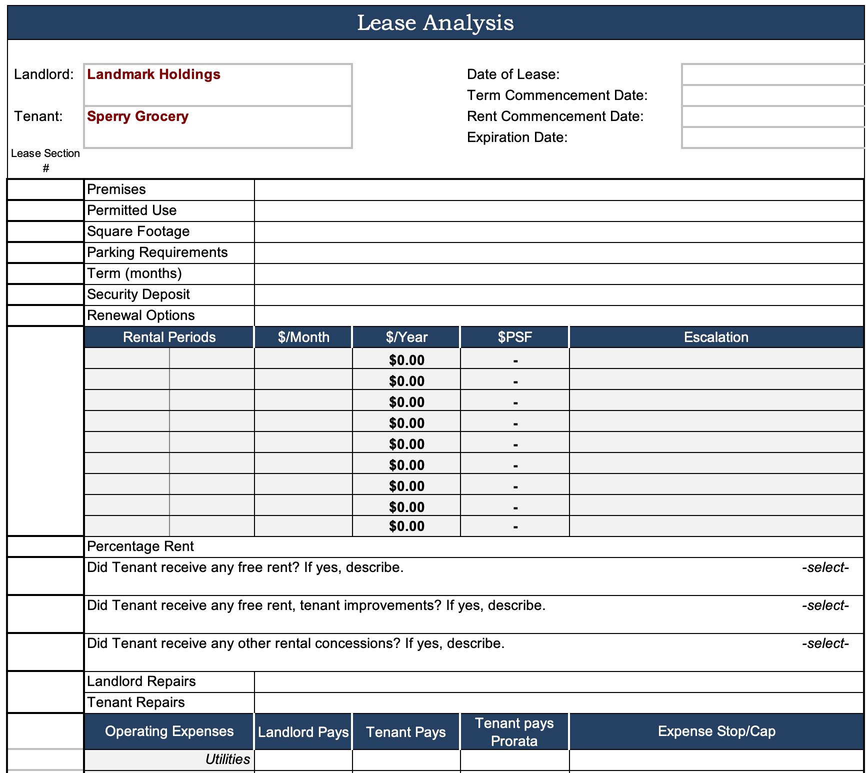 Lease abstract template